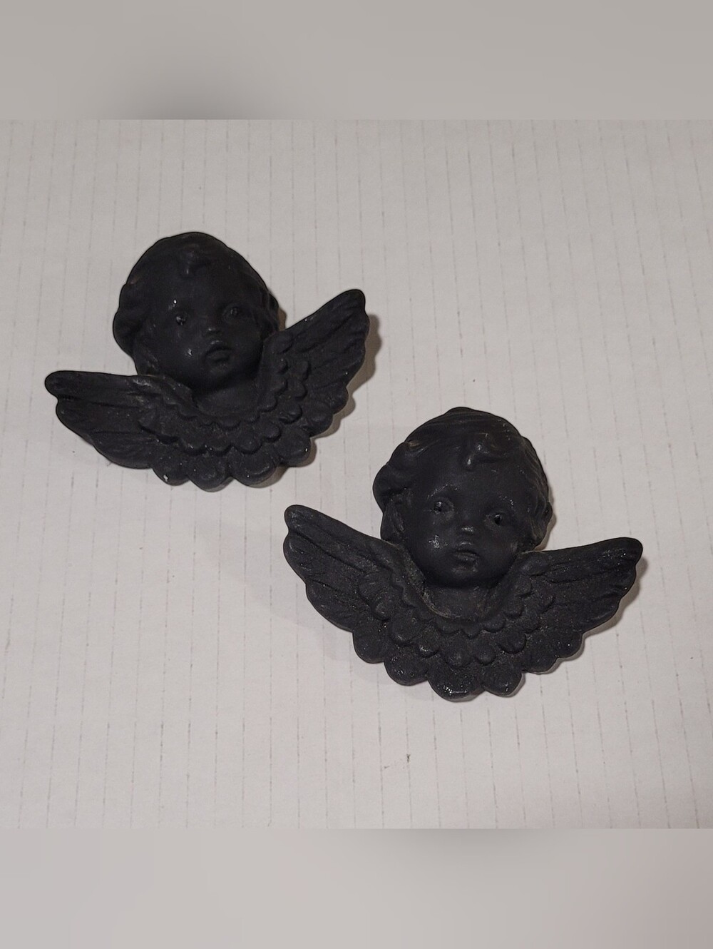 Vintage Black Glitter Gothic Angels Wall Decor -  Set Of 2